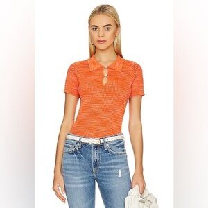 NWT STITCHES & STRIPES Celeste Polo in Tangerine Size S $118 Tangerine